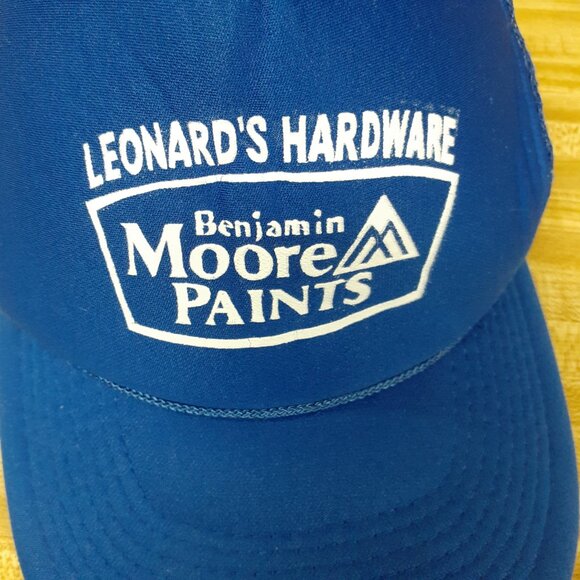 Leonard's Hardware Benjamin Moore Paints Cobra Caps Trucker Hat Blue Snapback - Picture 2 of 8